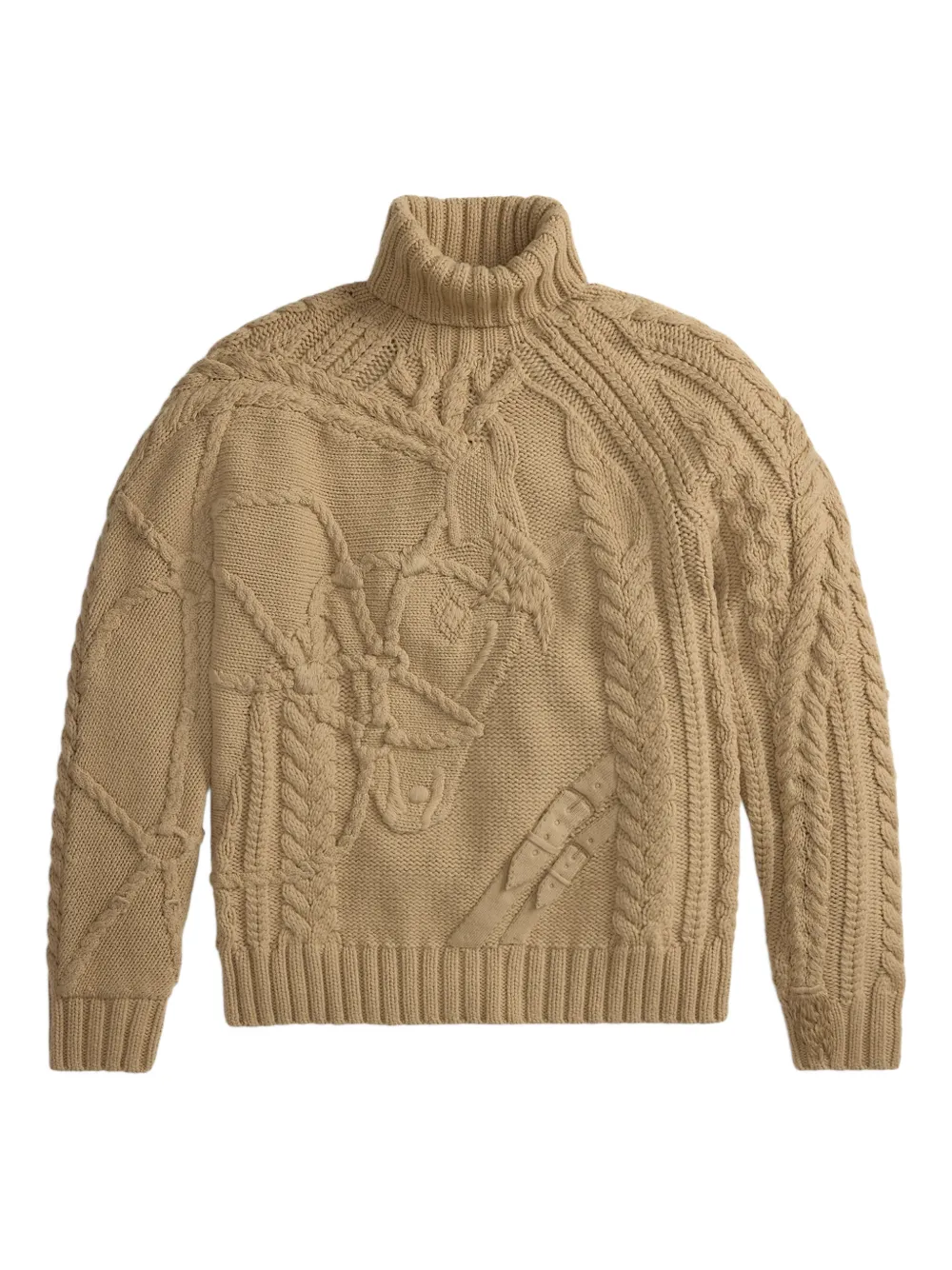 Ralph Lauren Purple Label equestrian-motif cable-knit sweater - Neutrals
