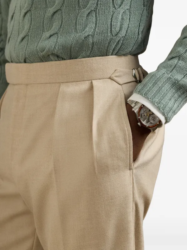 Ralph Lauren Purple Label Calça De Alfaiataria Com Pregas | Neutro