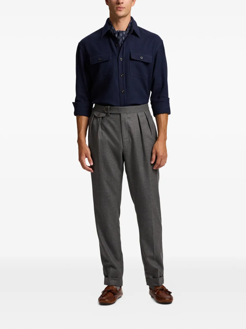 Ralph Lauren Purple Label Plooibroek met knopen Grijs