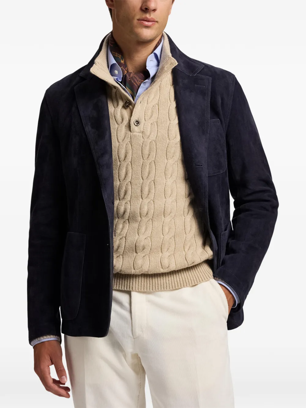 Ralph Lauren Purple Label Suède blazer Blauw