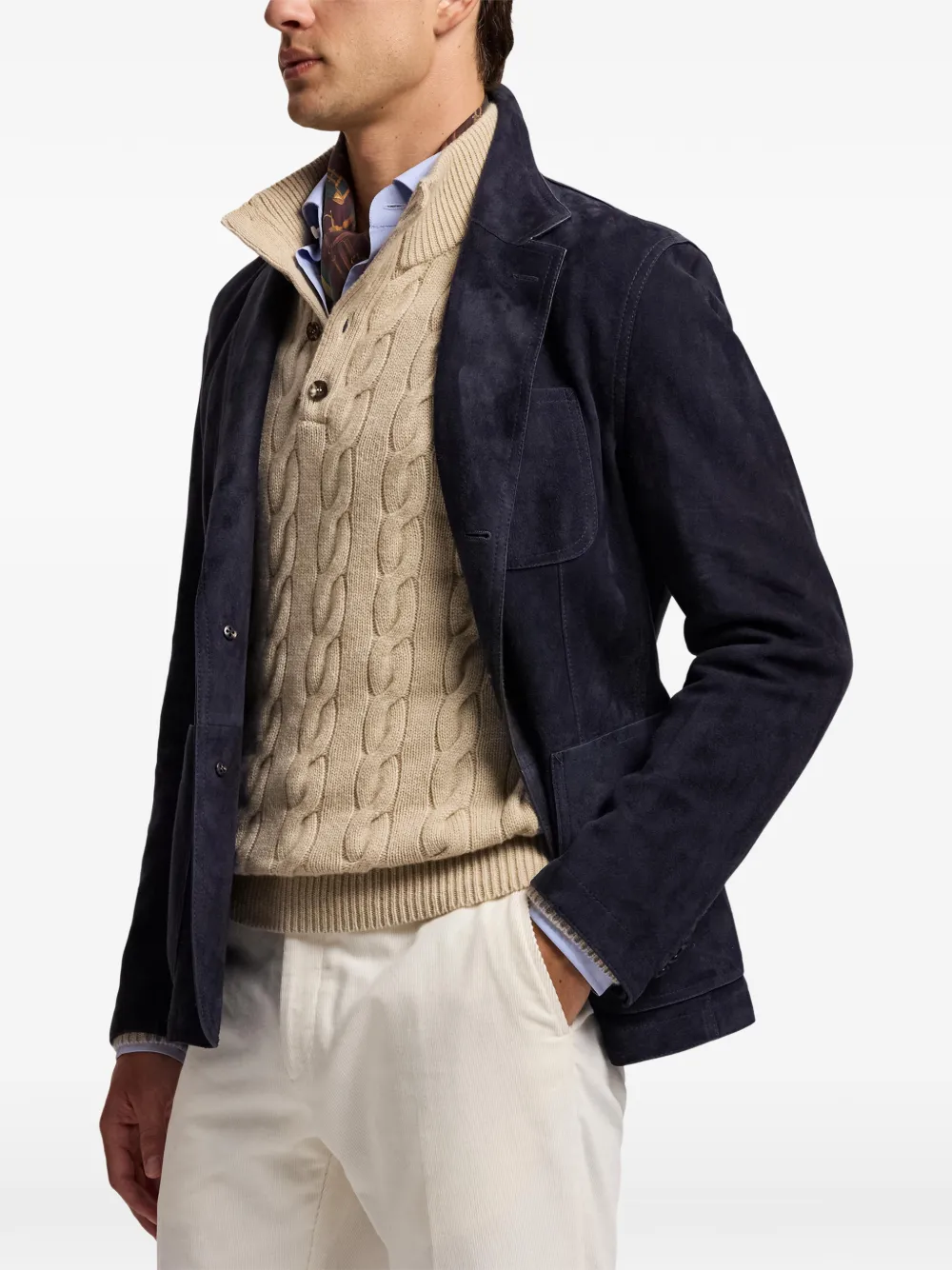 Ralph Lauren Purple Label Suède blazer Blauw