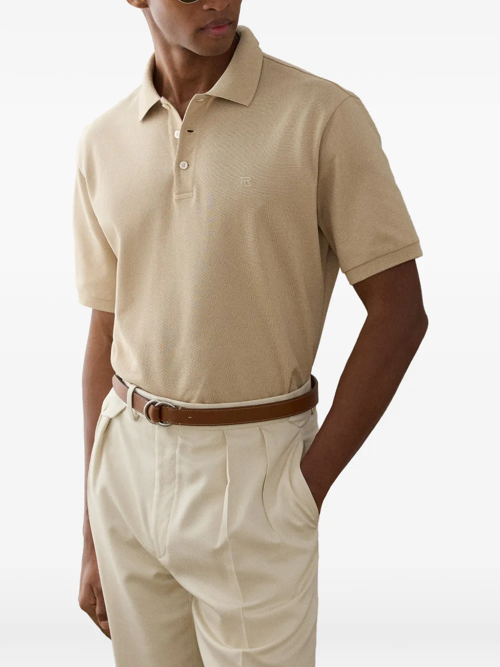 Ralph Lauren Purple Label Poloshirt met geborduurd logo Beige