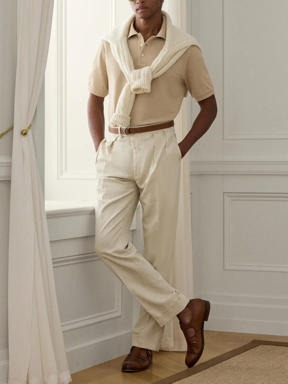 Ralph Lauren Purple Label Poloshirt met geborduurd logo Beige