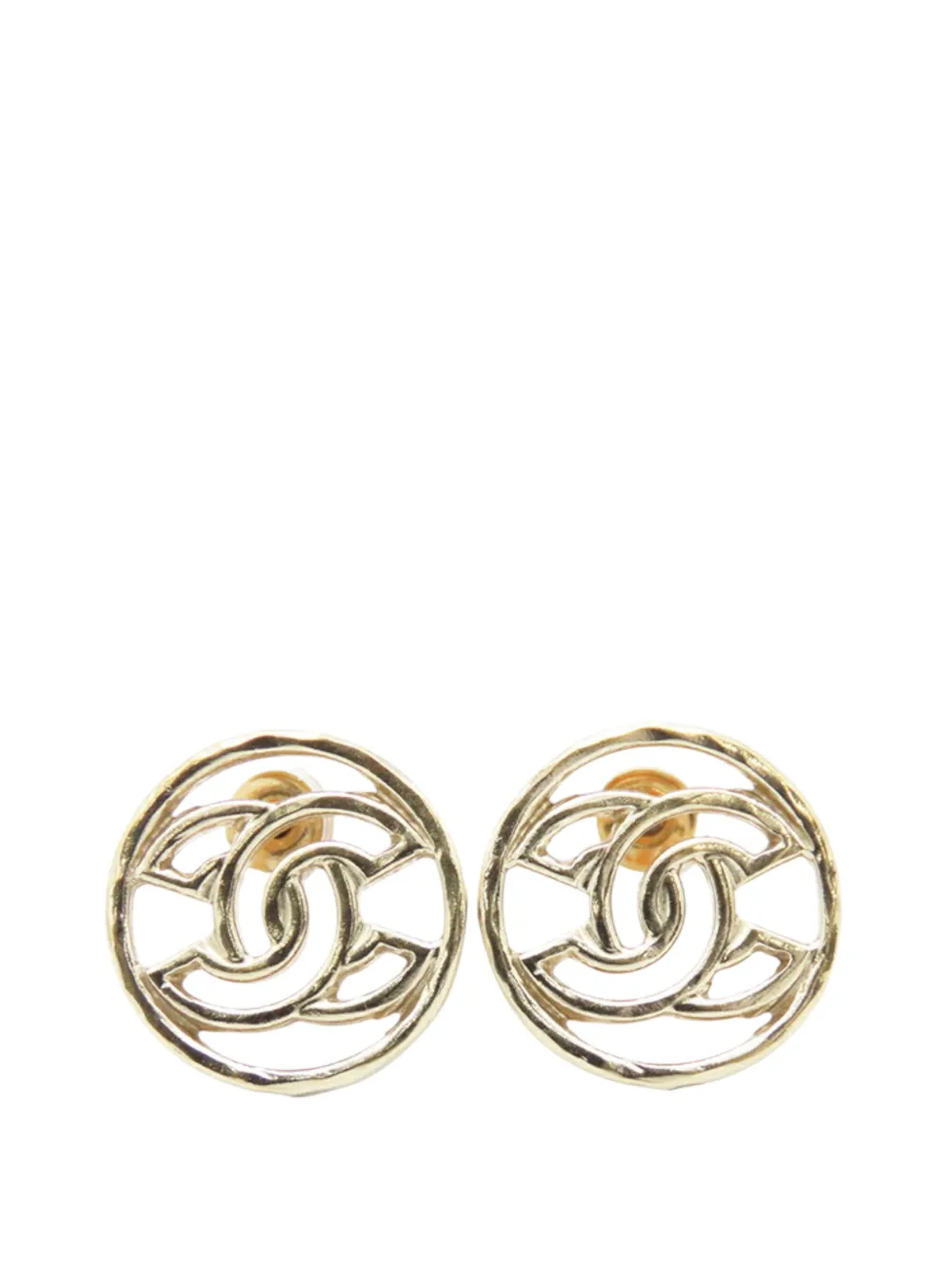 CHANEL Pre-Owned 2017 Gold Plated CC Round Bullet Back Earrings costume earrings - Oro