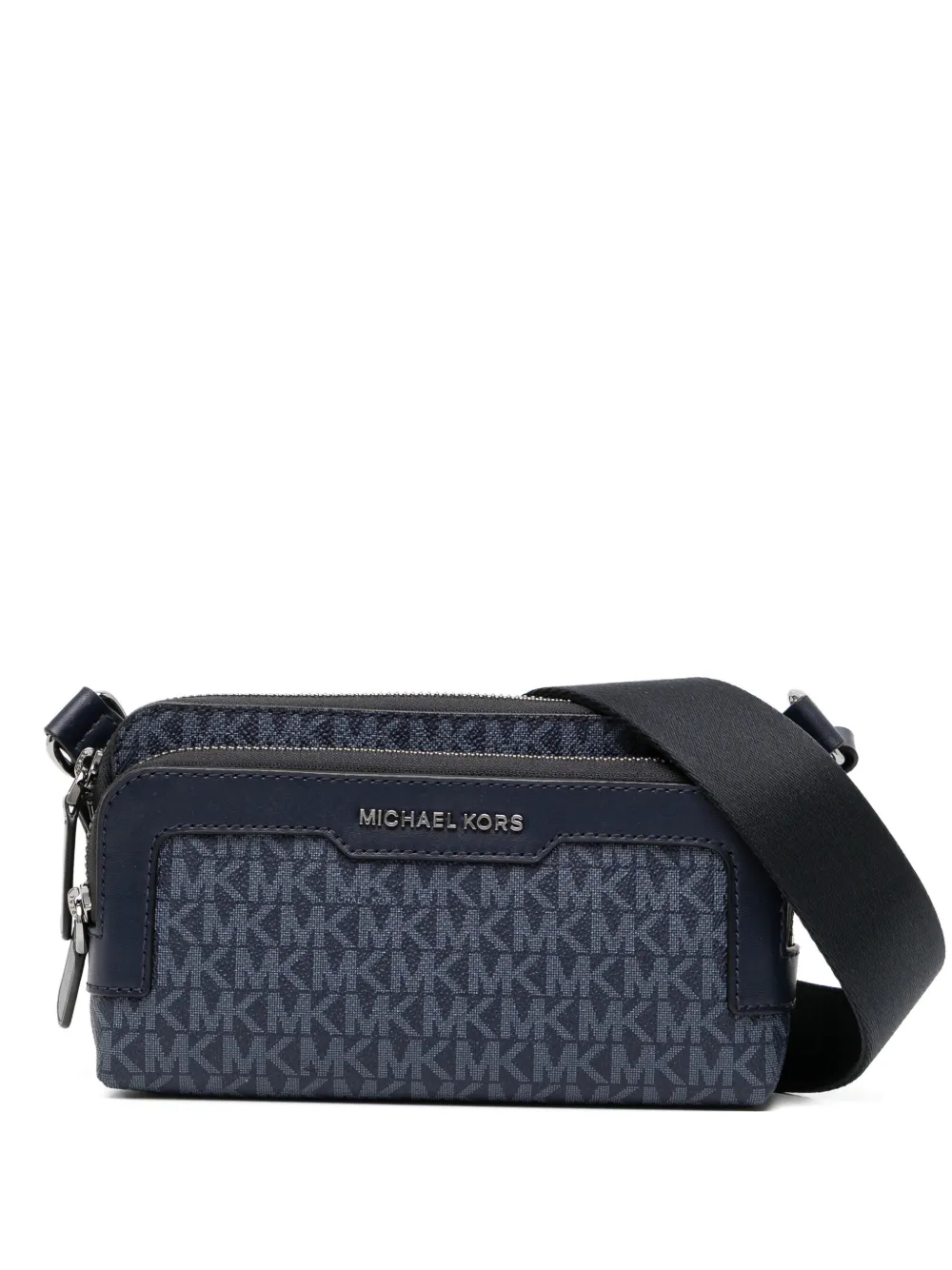 Michael Kors Hudson monogram messenger bag - Blu