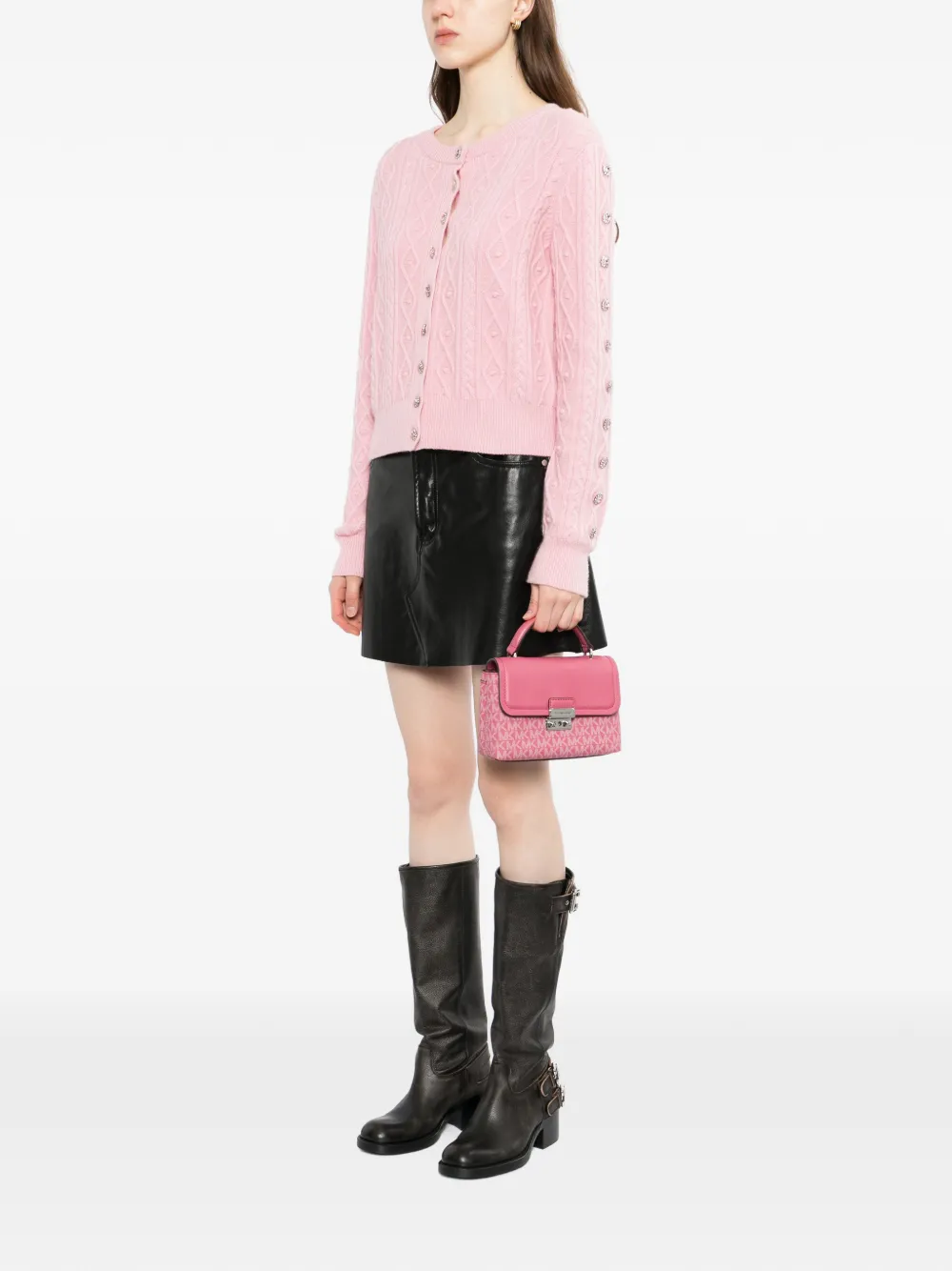 Michael Kors Tribeca Extra-Small Signature Logo Satchel | Pink