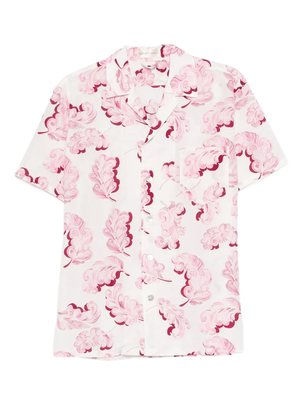 Olivia von Halle Emeli Plume feather-print pyjama (set of two) - Bianco