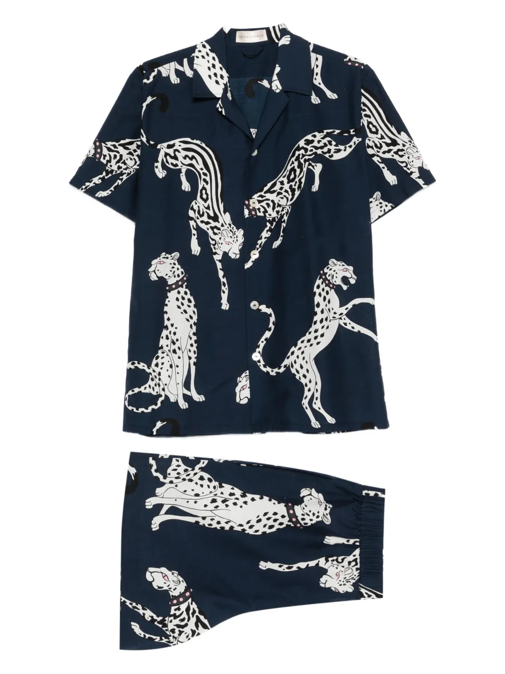 Olivia Von Halle Emeli Printed Short-sleeve Pyjama (set Of Two) In Blue