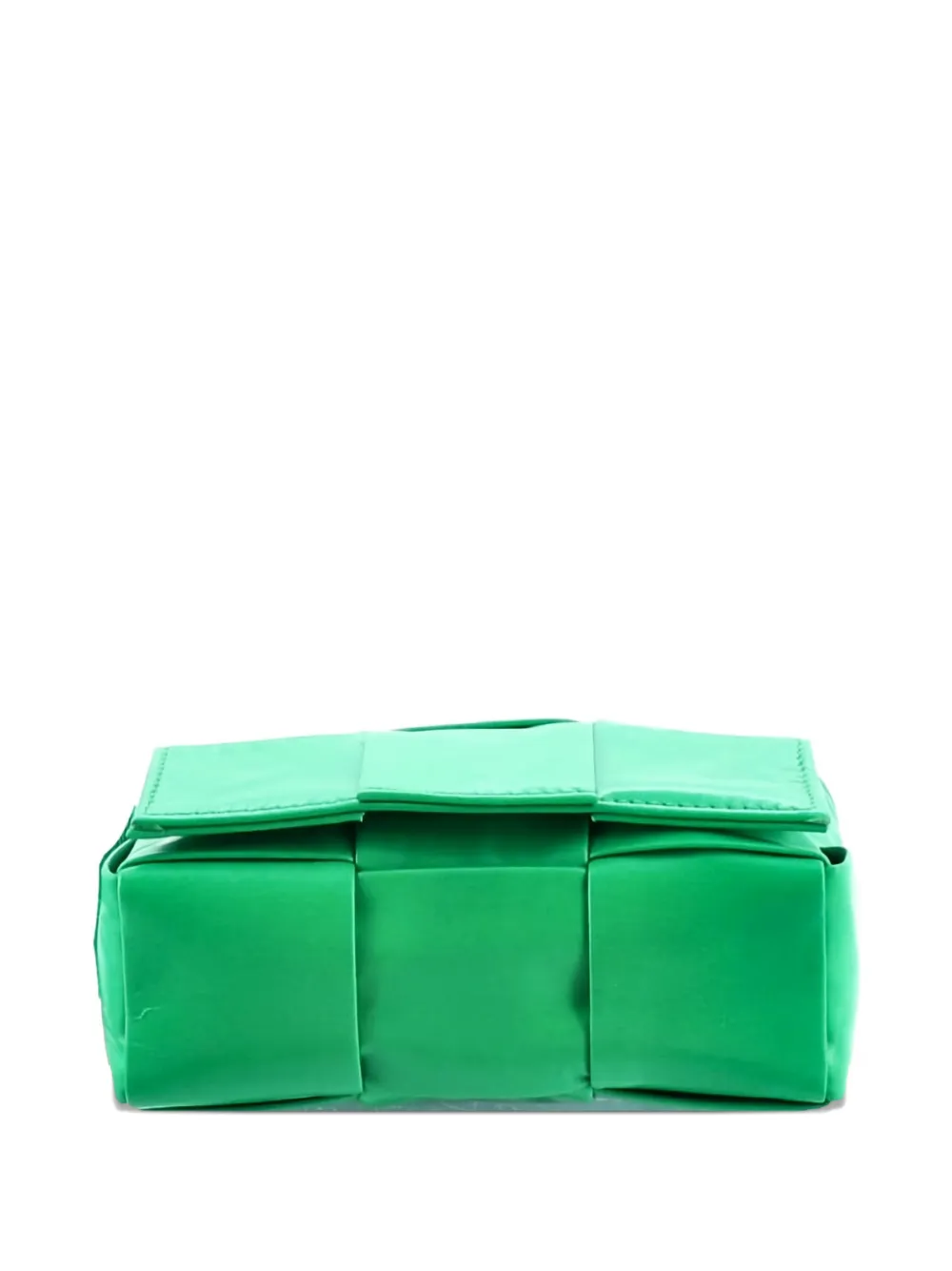 Pre-owned Bottega Veneta Cassette Maxi Intrecciato Leather Candy Crossbody Bag In Green