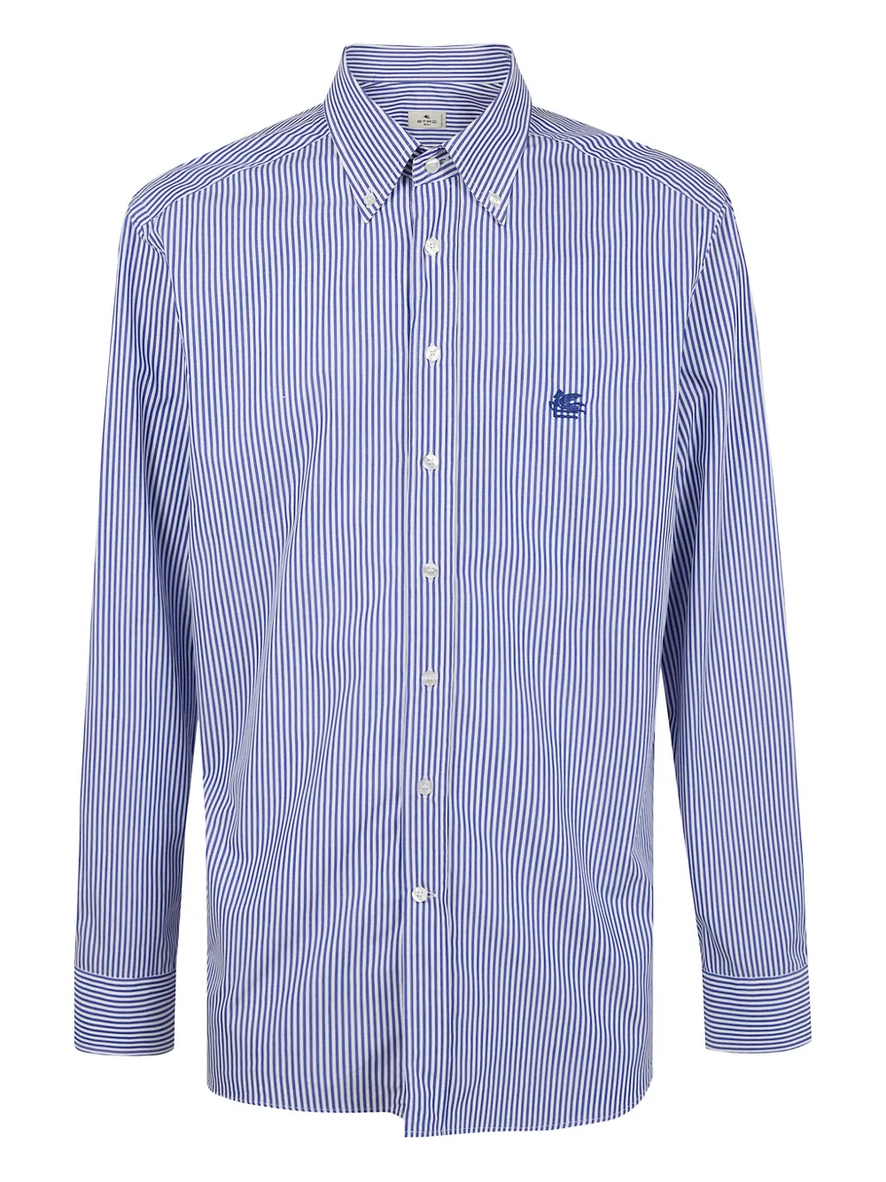 ETRO striped-pattern embroidered-logo shirt - Blue