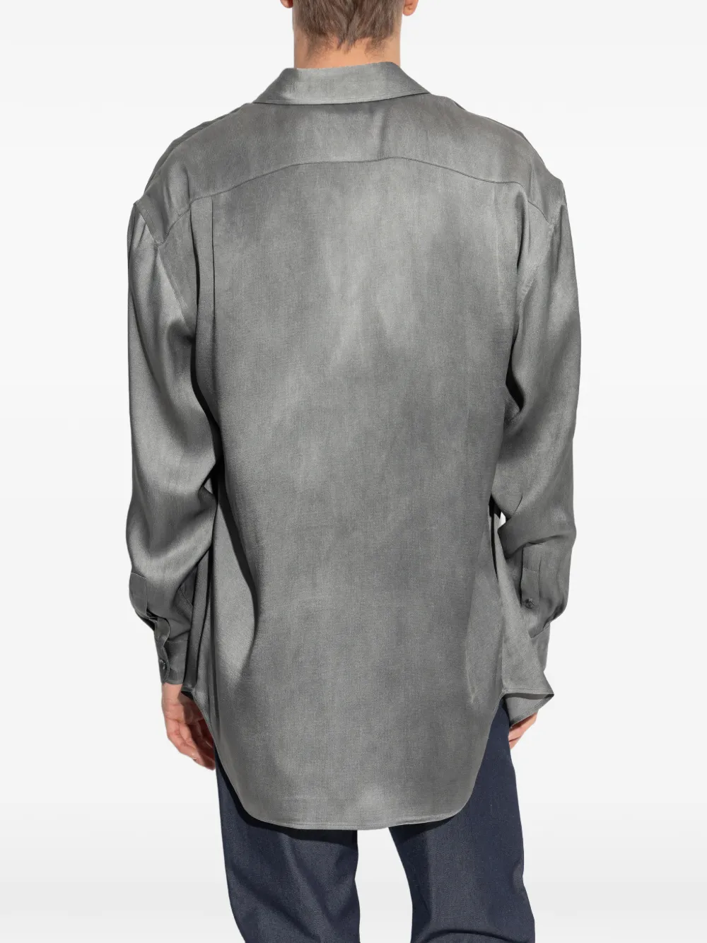 Giorgio Armani Overhemd met borstzak en knopen Grijs