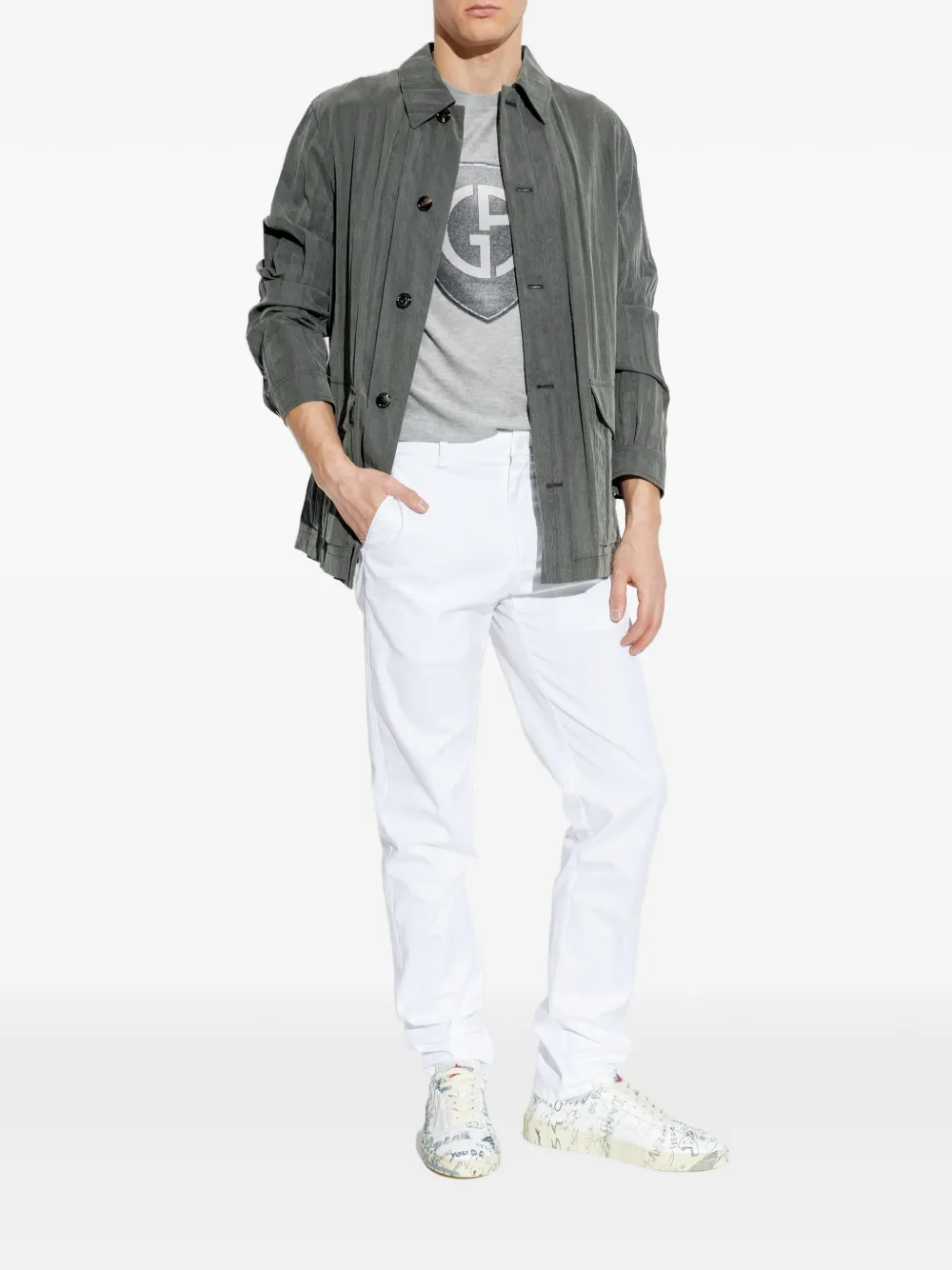 Giorgio Armani logo graphic T-shirt - Grijs