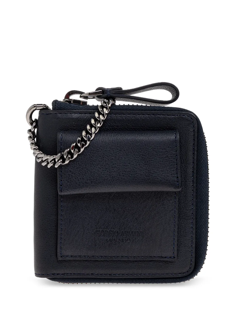 Giorgio Armani chain zip leather wallet - Blu