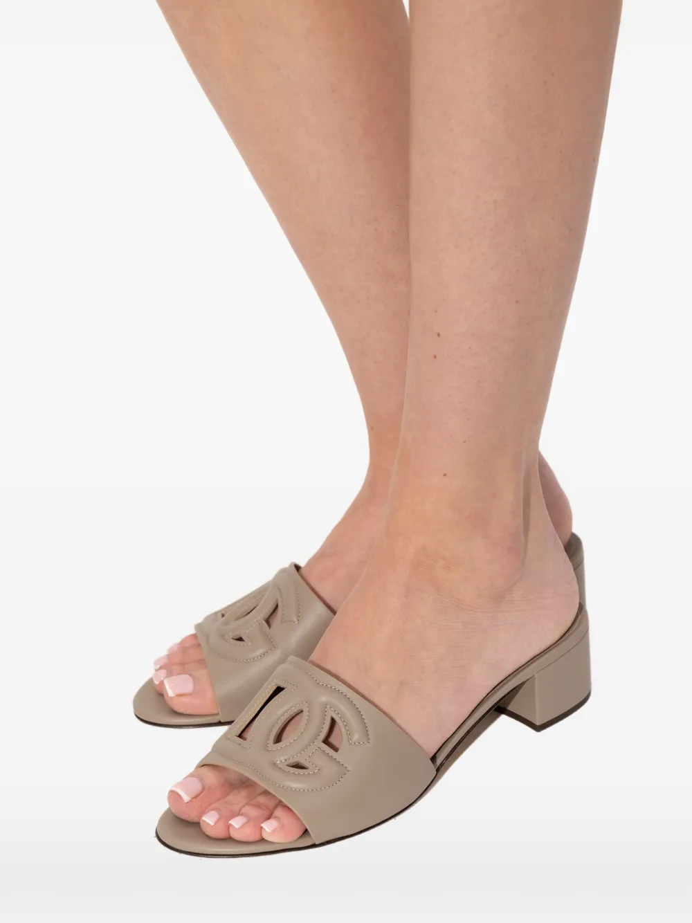 Dolce & Gabbana cutout block-heel sandals Groen