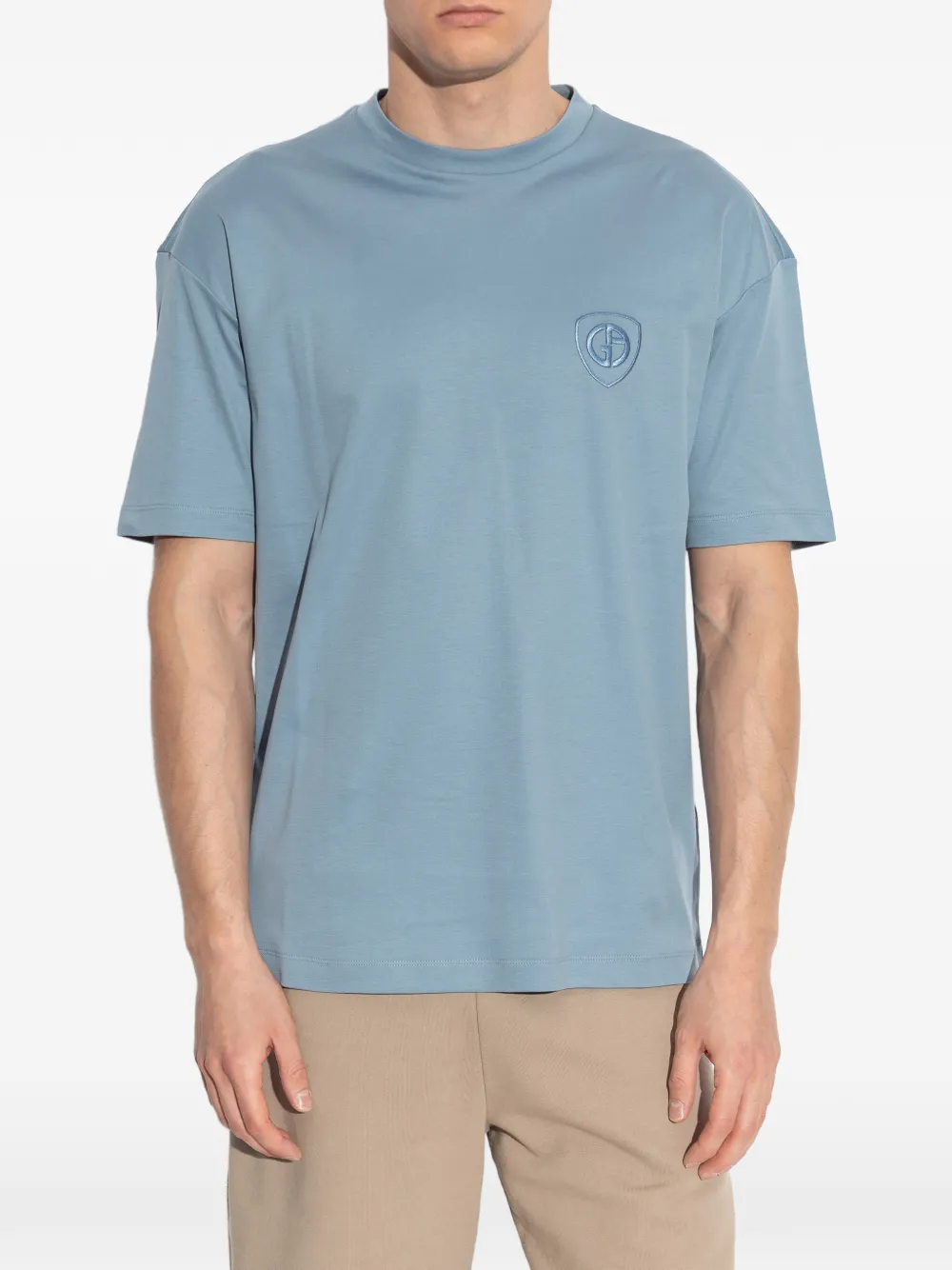 Giorgio Armani T-shirt met embleem Blauw