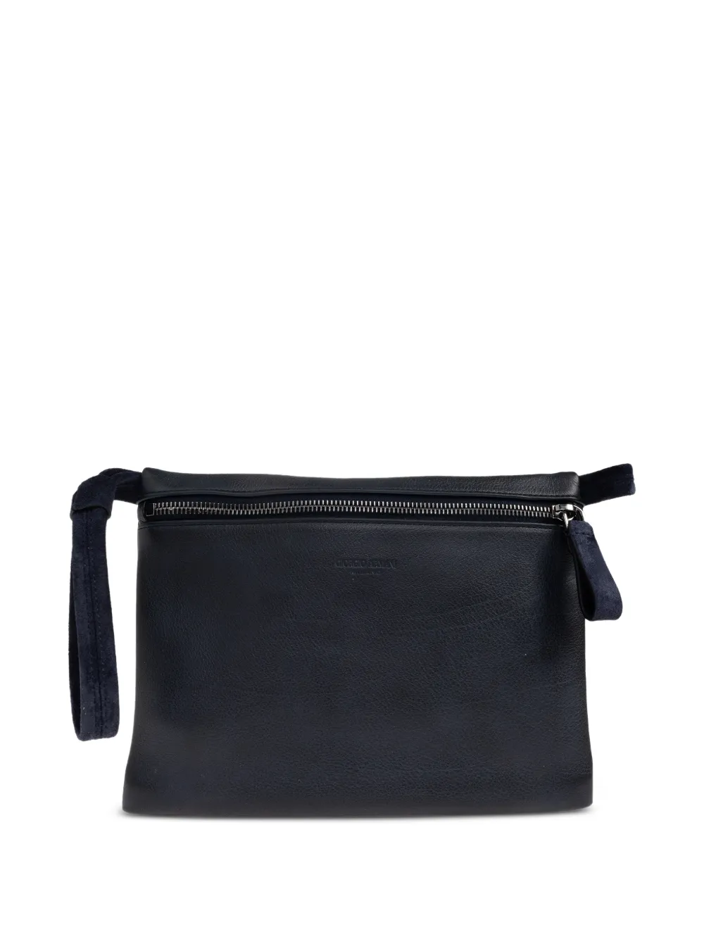 Giorgio Armani zip leather clutch - Blauw