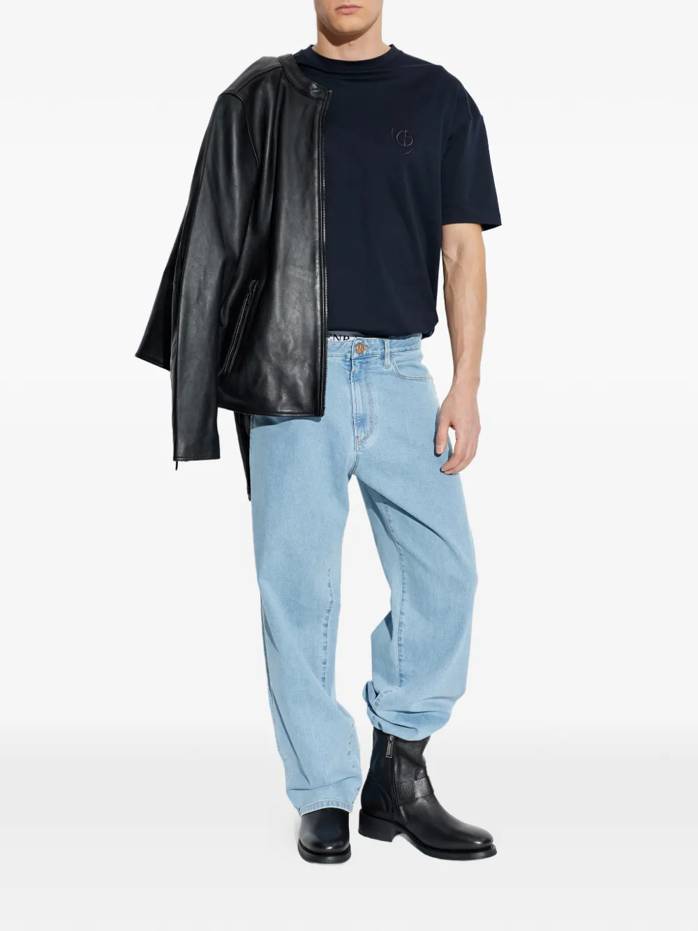 Giorgio Armani embroidered short-sleeve T-shirt - Blauw