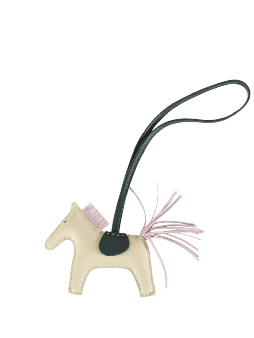 Pre-owned Hermes 2022 Milo Lambskin Grigri Rodeo Horse Bag Charm Pm Key Chain In White