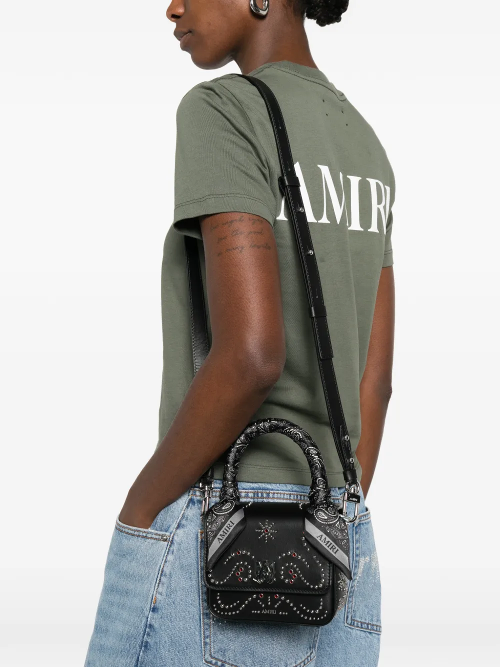 Amiri Micro Ma Stud Tote Bag In Black