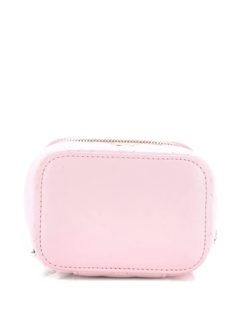 Pre-owned Chanel Vanity Case With Pearl Chain Quilted Lambskin Mini Clutch Bag In Pink