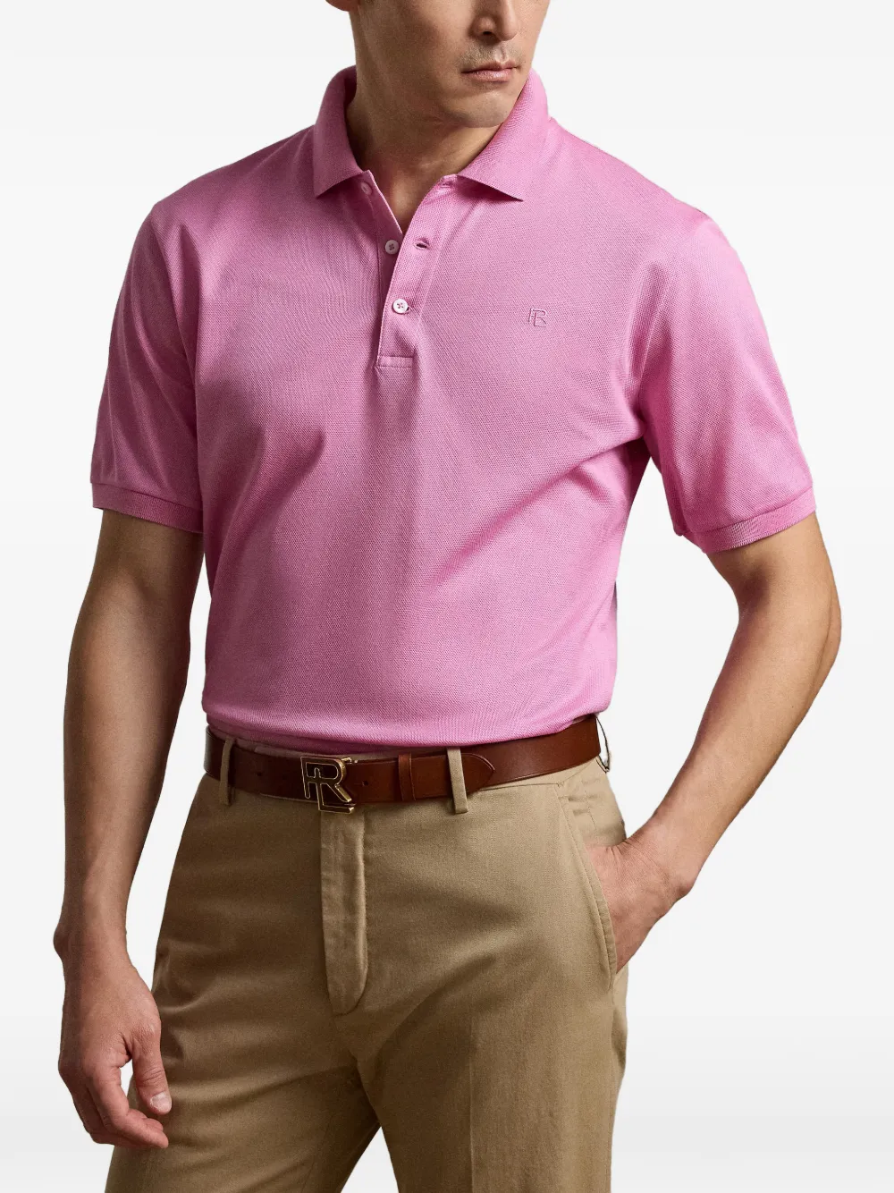 Ralph Lauren Purple Label Poloshirt met borduurwerk Roze