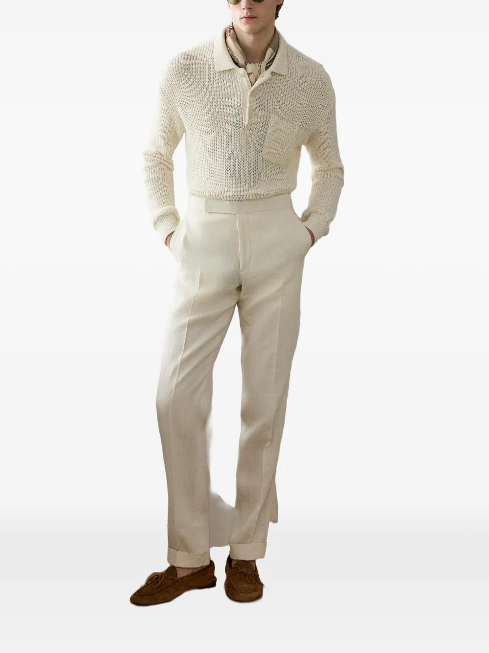 Ralph Lauren Purple Label Poloshirt met borstzak Beige