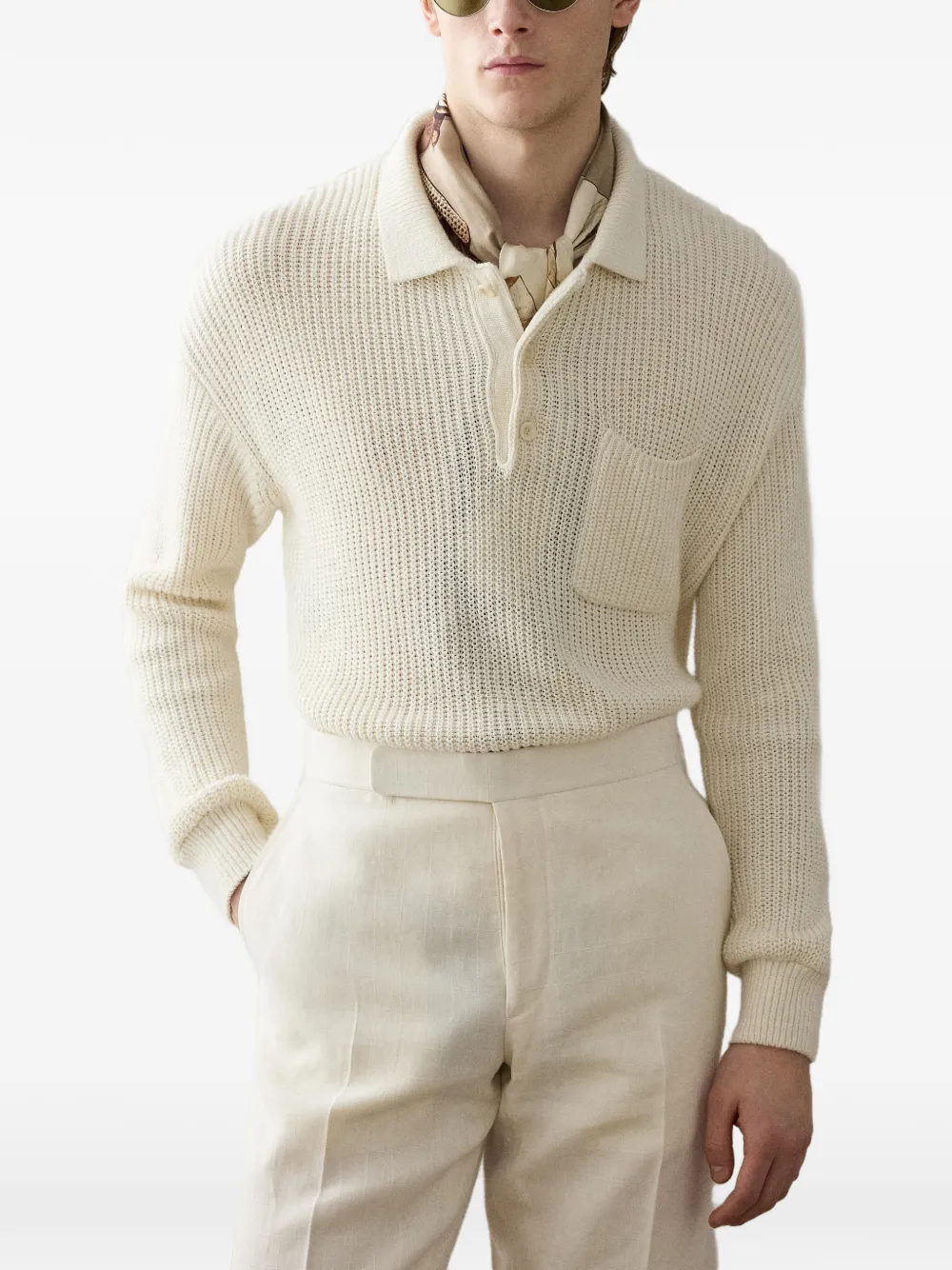 Ralph Lauren Purple Label Poloshirt met borstzak Beige