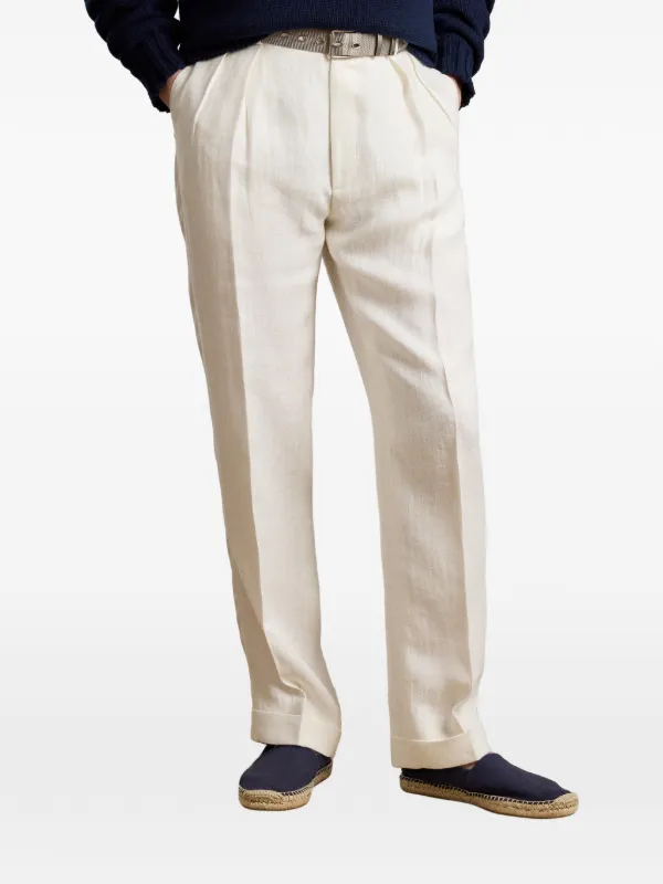 Ralph Lauren Purple Label Pleated Trousers | Neutrals | FARFETCH JO