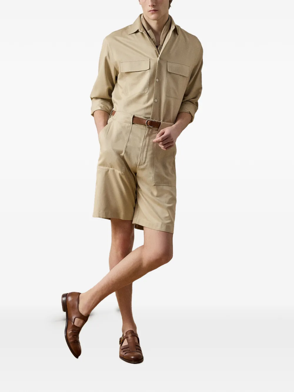 Ralph Lauren Purple Label Harold shorts met klepzak Beige