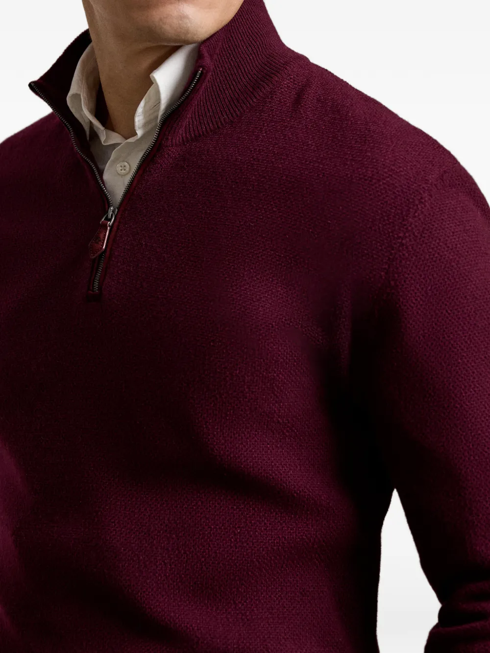 Ralph Lauren Purple Label Birdseye trui met rits Rood