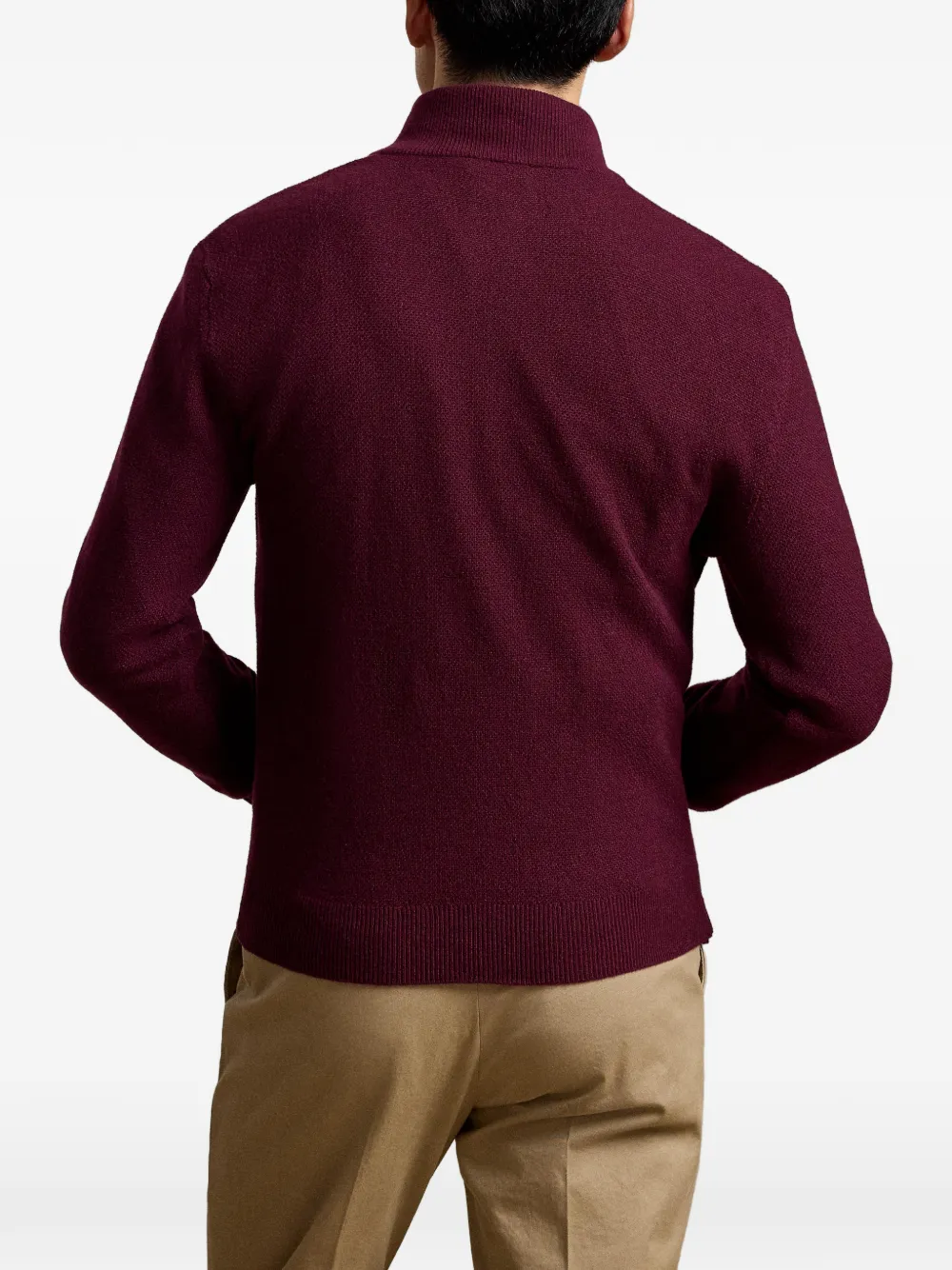 Ralph Lauren Purple Label Birdseye trui met rits Rood