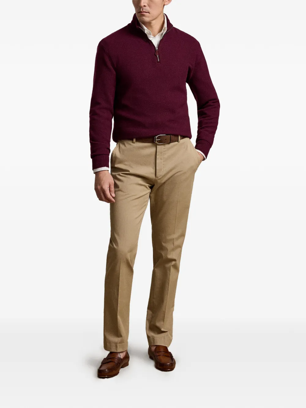 Ralph Lauren Purple Label Birdseye trui met rits Rood