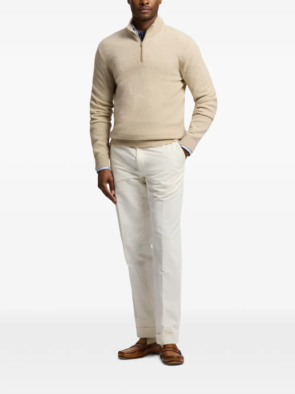 Ralph Lauren Purple Label Trui met rits Beige