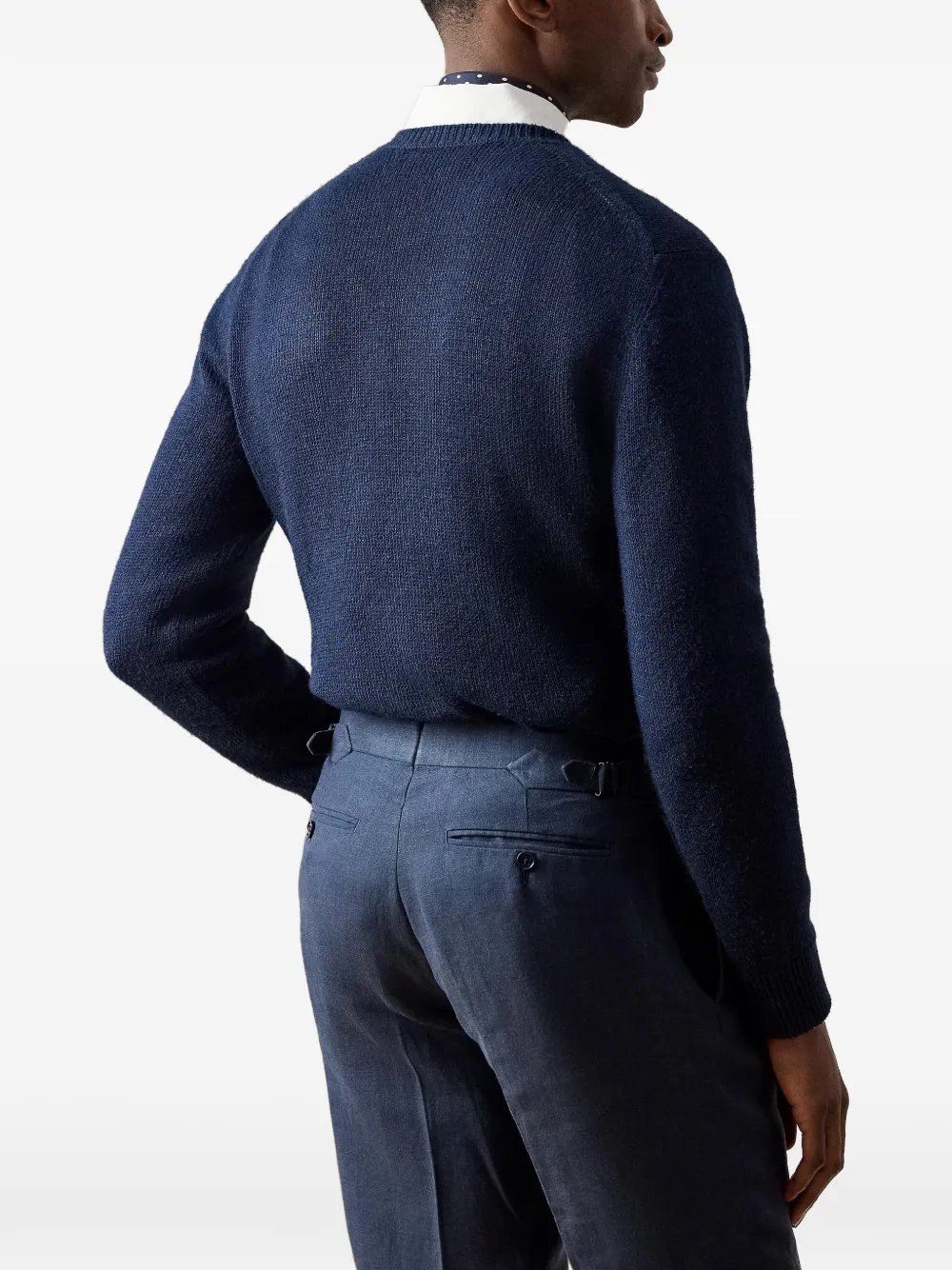Ralph Lauren Purple Label Trui met beer-applicatie en ronde hals Blauw