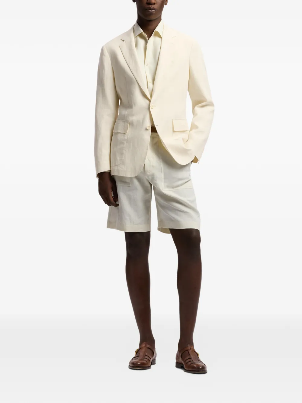 Ralph Lauren Purple Label Hadley blazer met enkele rij knopen Beige