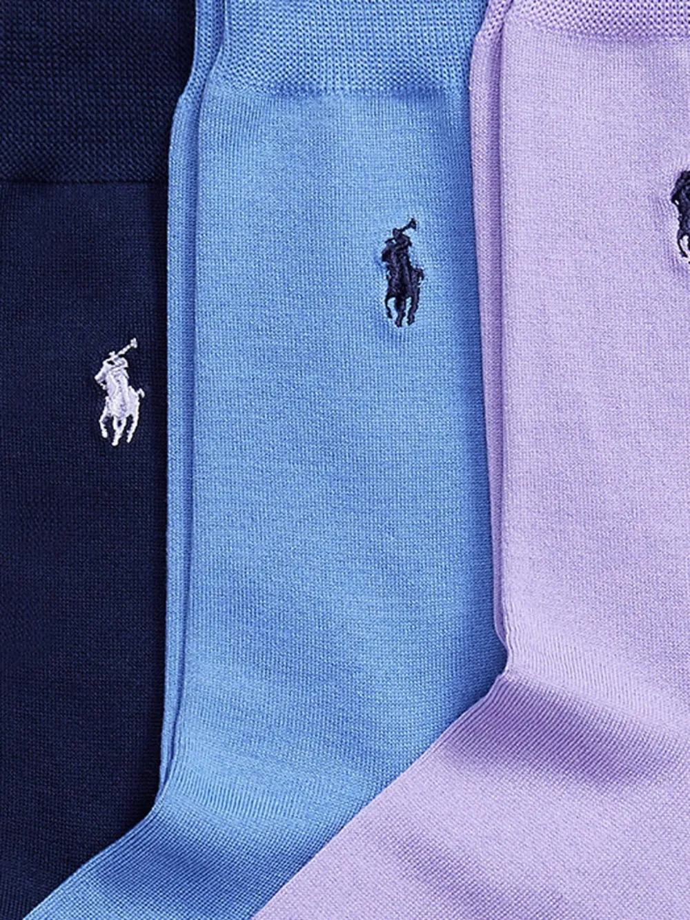  Polo Ralph Lauren Ribbed Embroidered Socks (pack Of Three) - Blue 