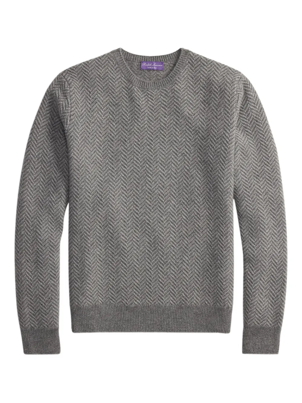 Ralph Lauren Purple Label herringbone-pattern crew-neck sweater - Grey