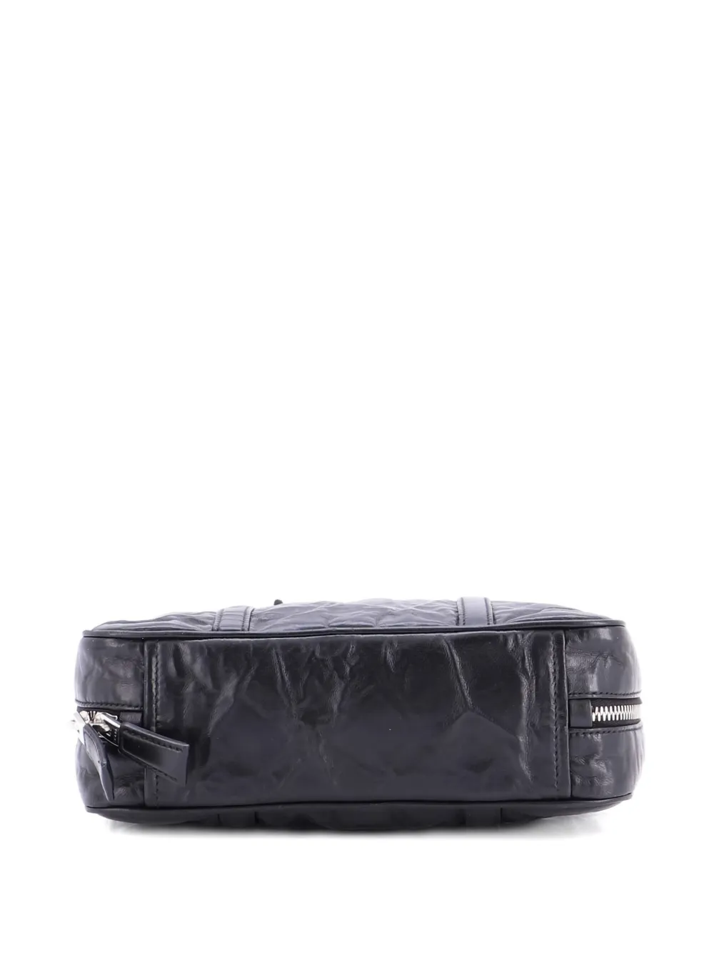 Pre-owned Prada Re-edition Top Handle Bauletto Bag Nappa Antique Medium Satchel In Black