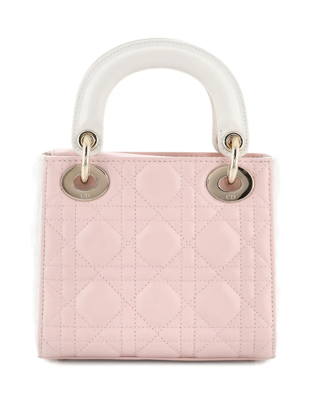 Pre-owned Dior Lady  Chain Bag Cannage Quilt Lambskin Mini Satchel In Pink