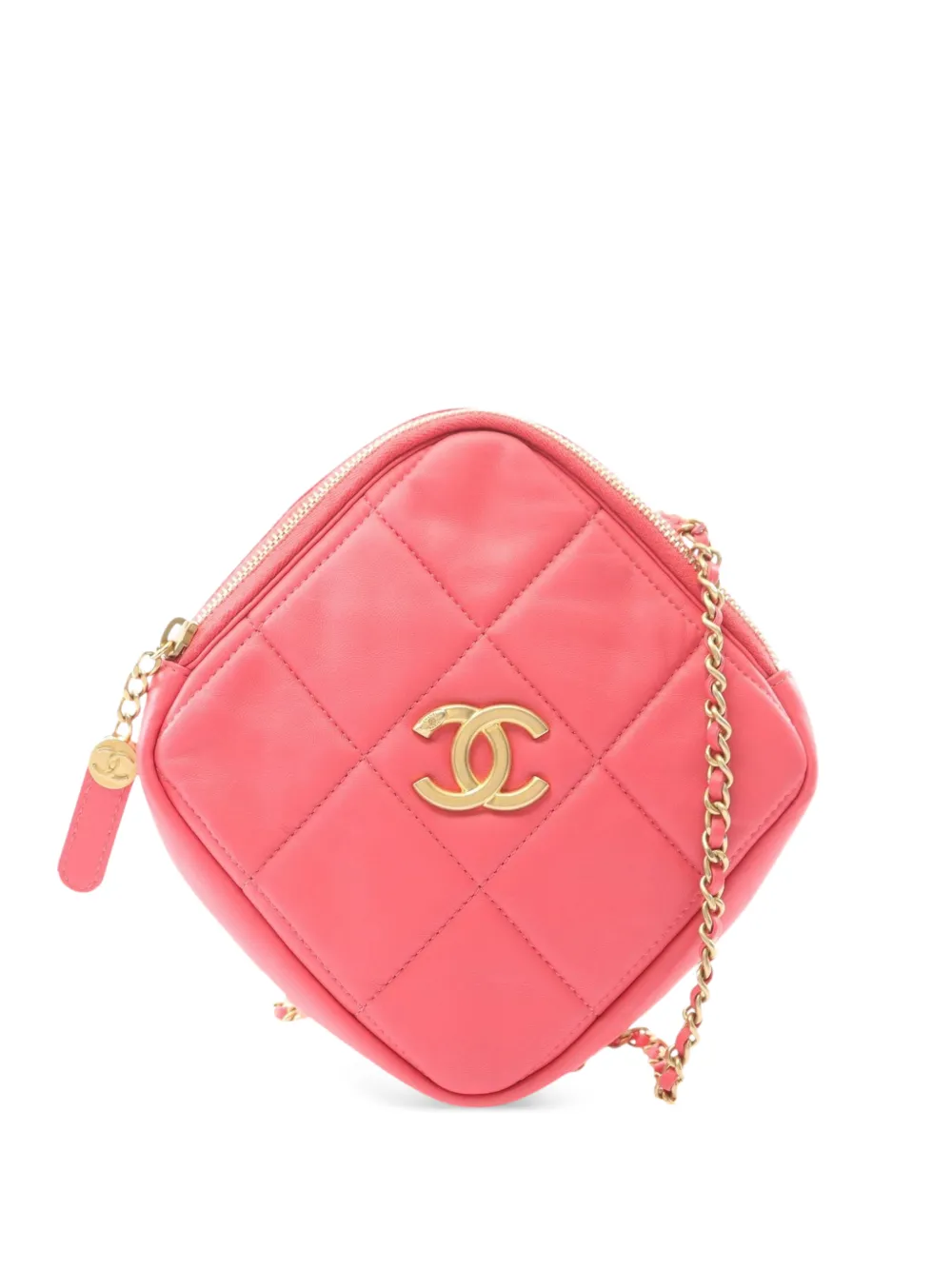 CHANEL Pre-Owned 2020 CC Quilted Lambskin Diamond Clutch with Chain crossbody bag - Rosa