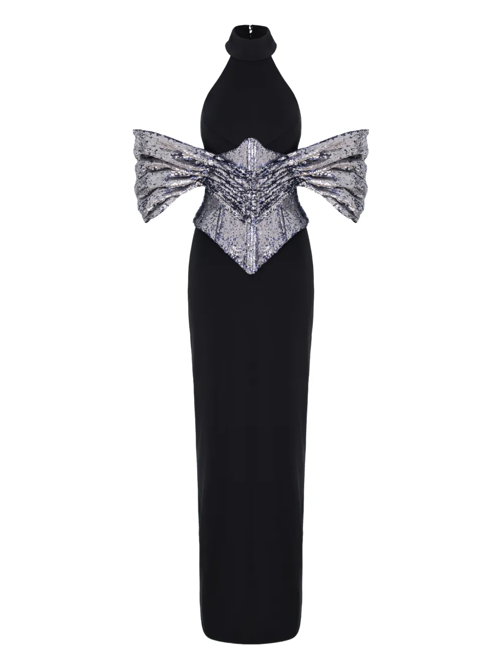 Mitiliane Couture Sequin-corset Maxi Dress In Black