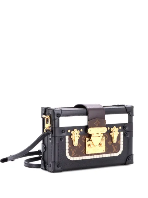 Louis Vuitton Pre-Owned Petite Malle Handbag Leather and Monogram Canvas with Trompe L'oeil Braid clutch bag