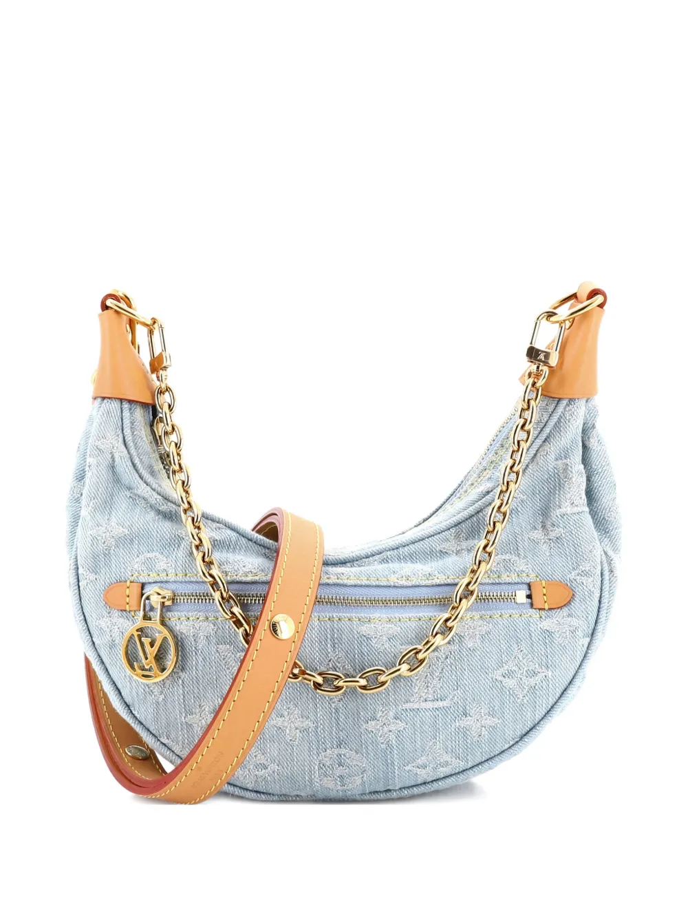Pre-owned Louis Vuitton Loop Handbag Monogram Denim Hobo Bag In Blue