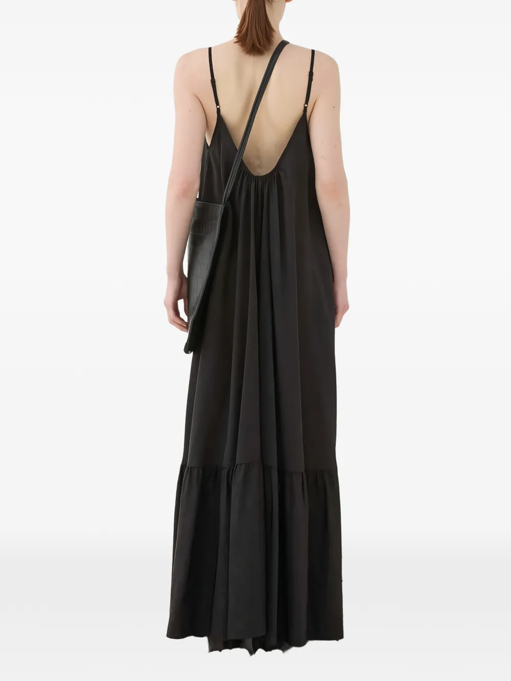  Eleh Ruffled Slip Maxi Dress - Black 