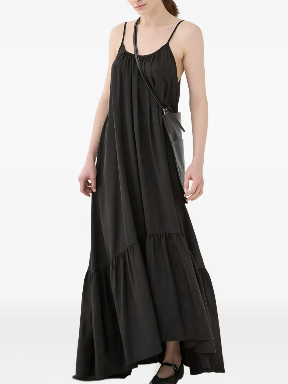  Eleh Ruffled Slip Maxi Dress - Black 