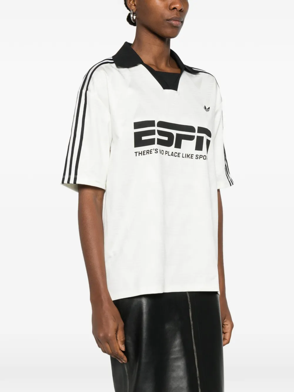  Adidas Stripe Collared T-shirt - White 
