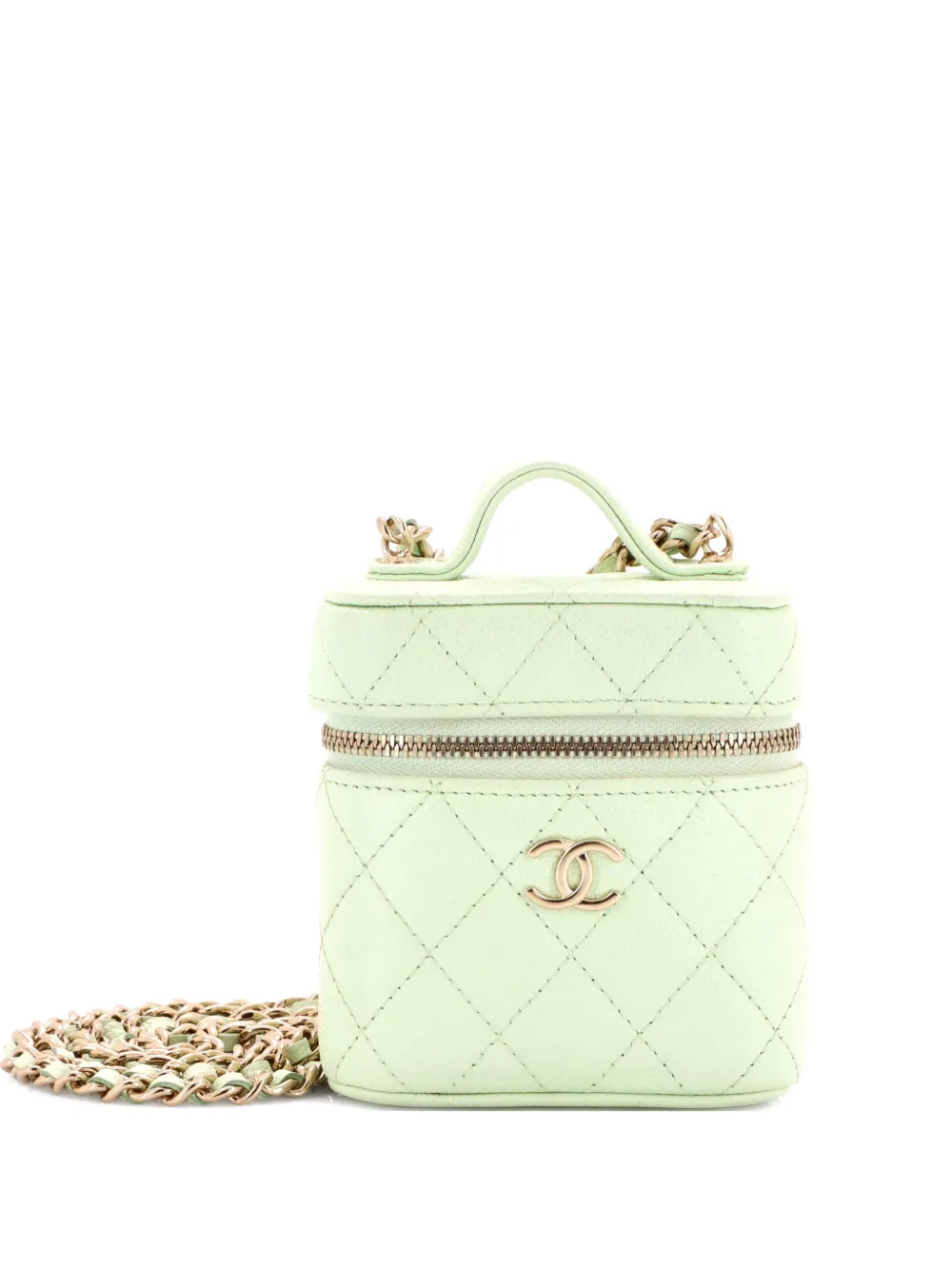CHANEL Pre-Owned Handle with Care Vanity Case with Chain Quilted Caviar crossbody bag - Verde