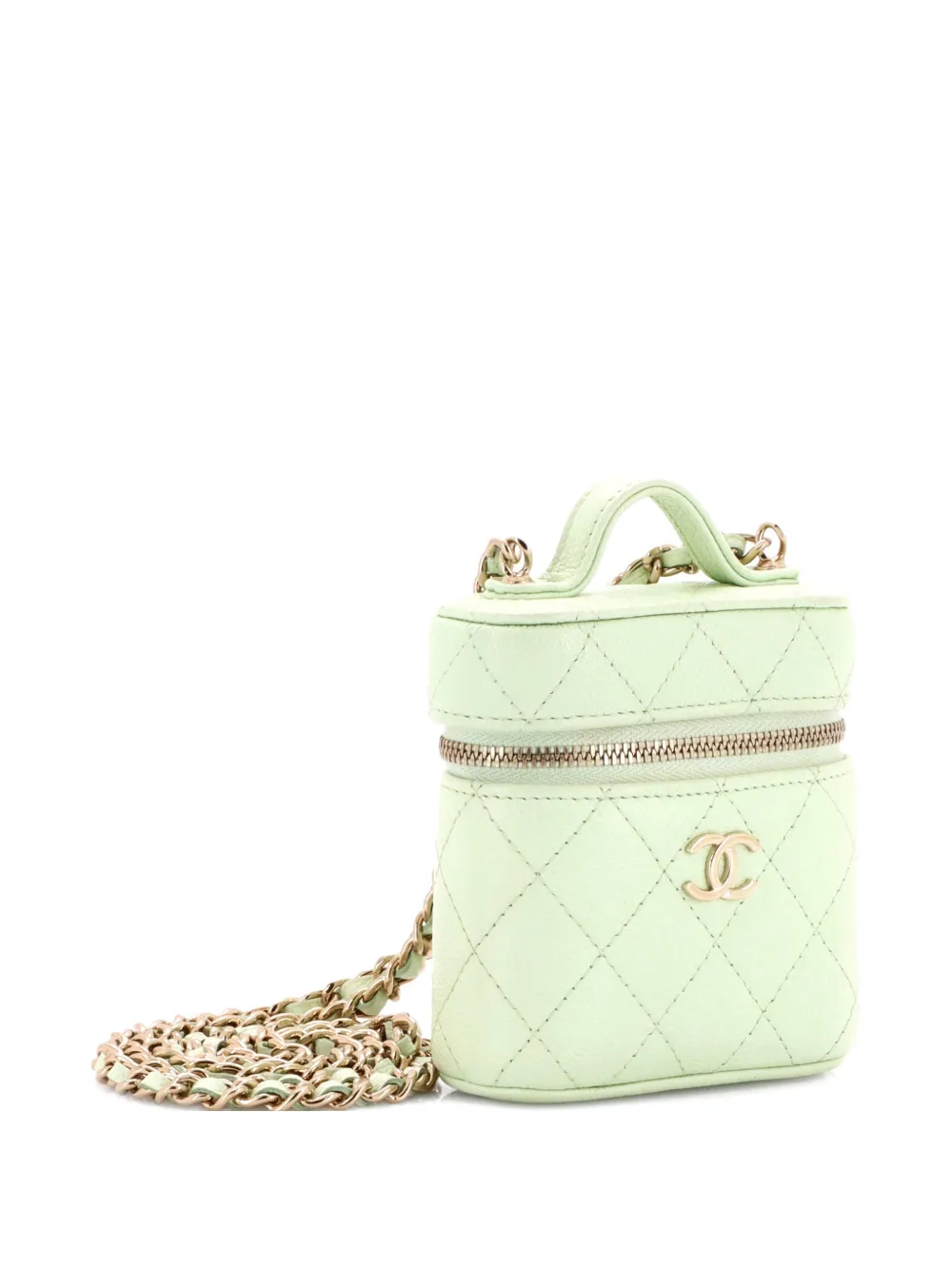 Handle With Care Vanity Case With Chain Quilted Caviar Crossbody Bag