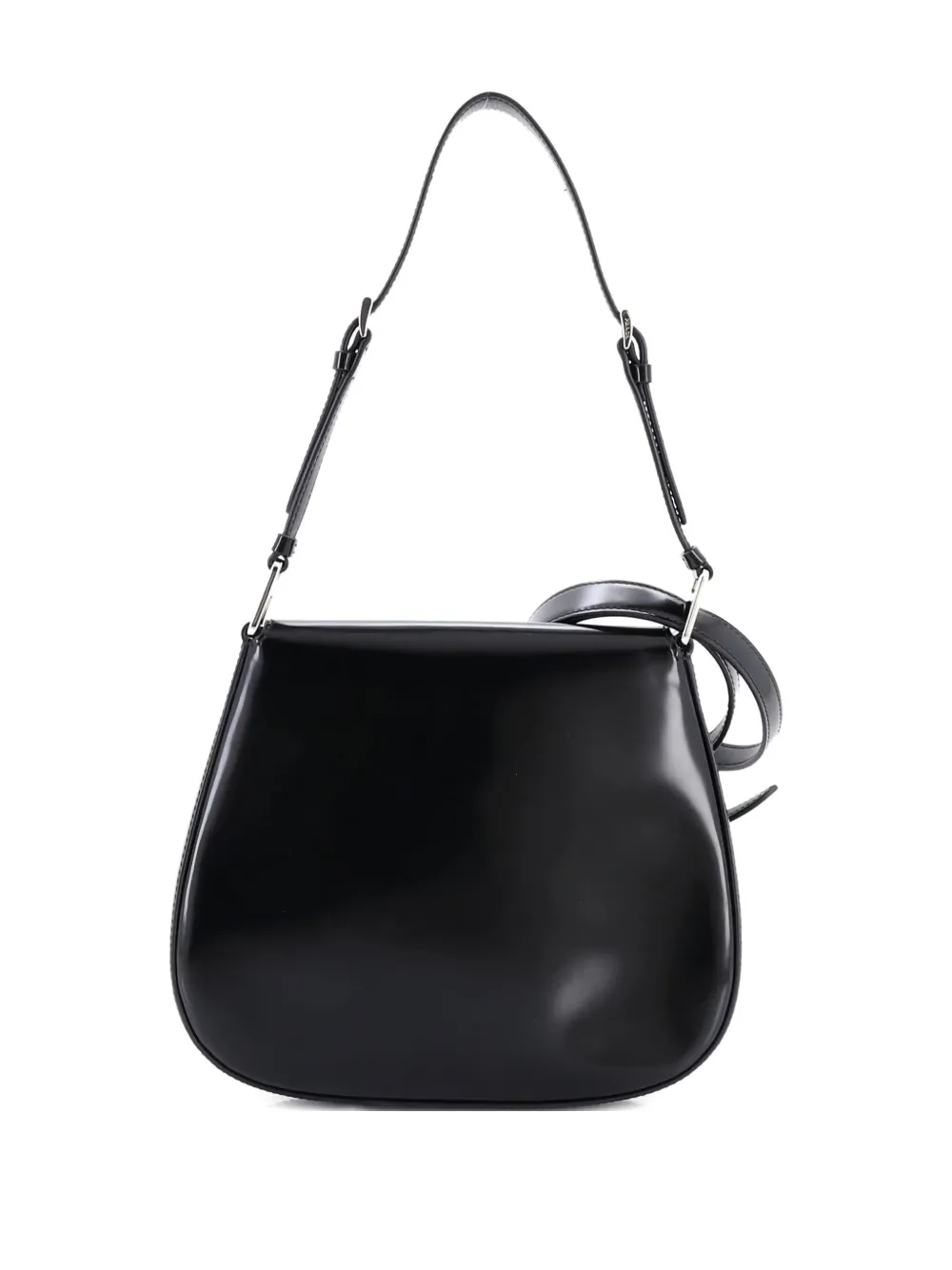 Pre-owned Prada Cleo Flap Shoulder Bag Spazzolato Leather Small Hobo Bag In Black