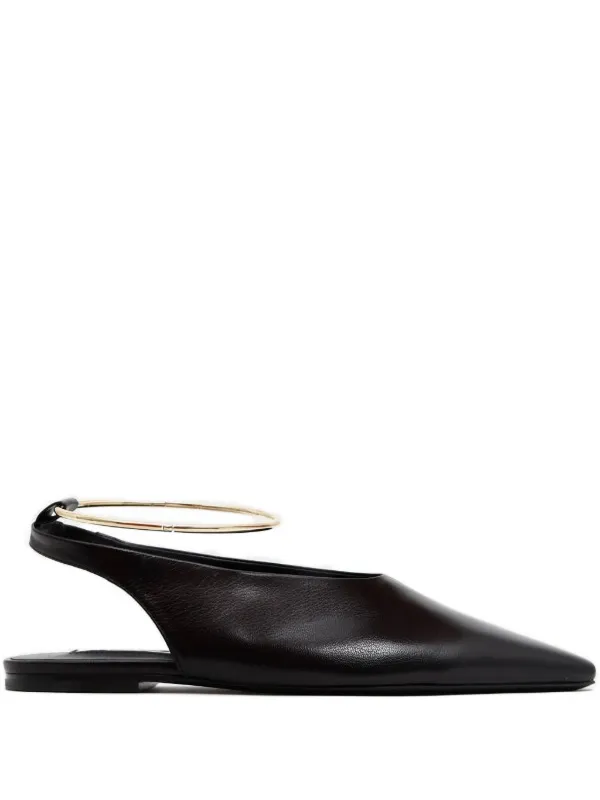 Jil Sander リングディテール フラットシューズ | ブラック | FARFETCH JP